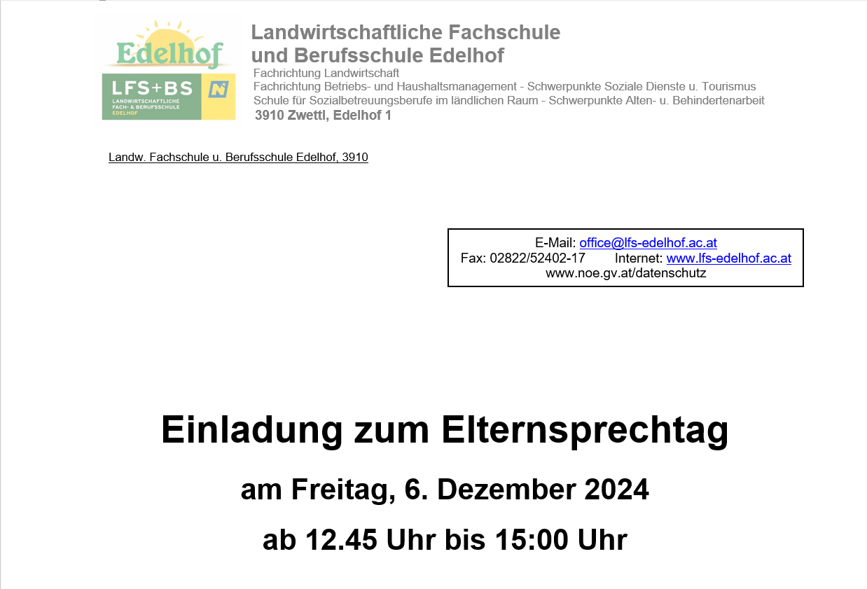 Einladung zum Elternsprechtag