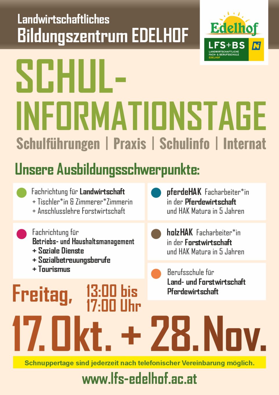 Informationen zu den verschiedenen Schulführungen