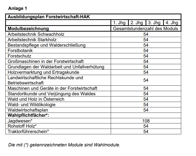 Ausbildung ForstwirtschaftHAK