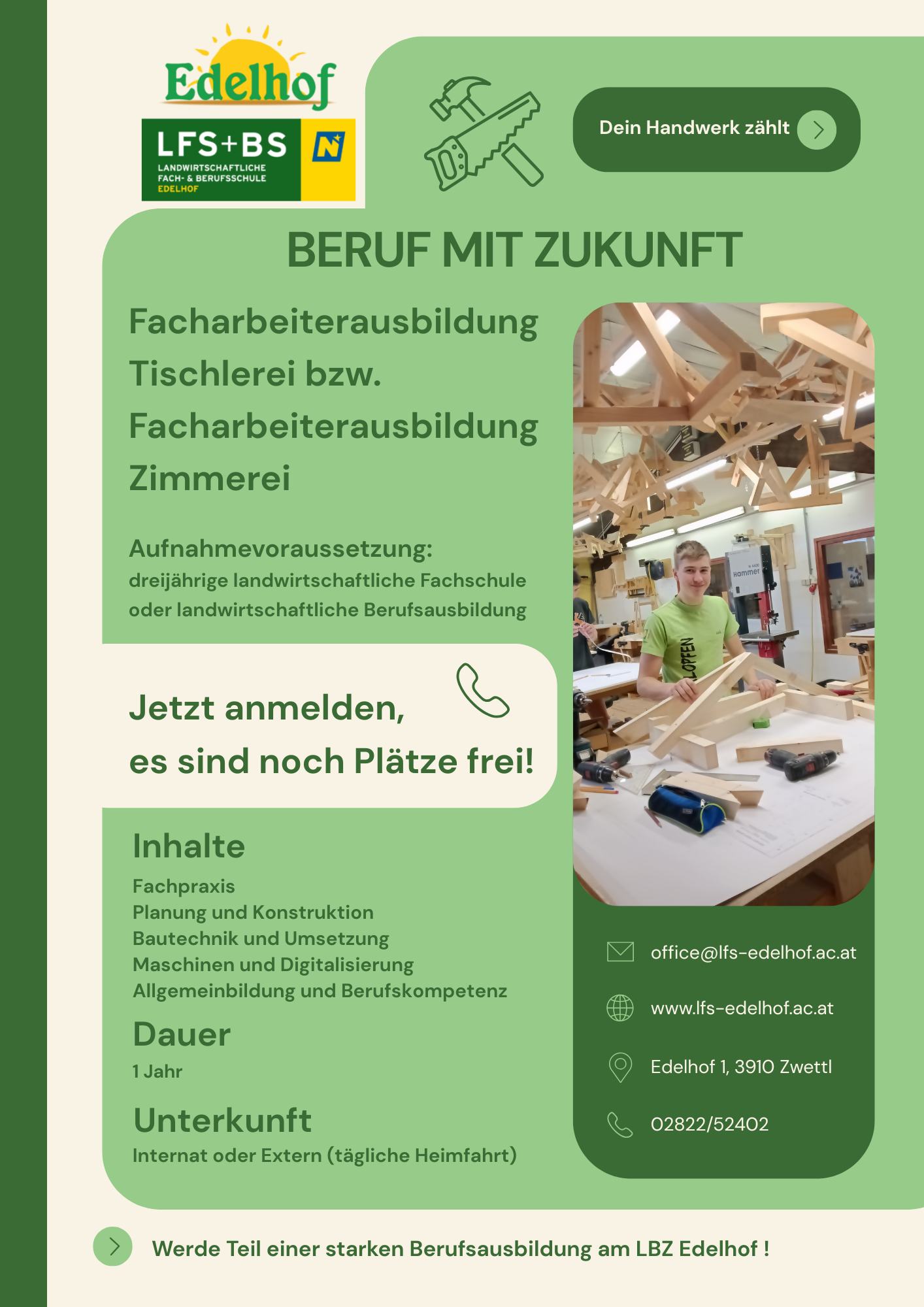 Mehrberuflichkeit Tischlerei/Zimmerei